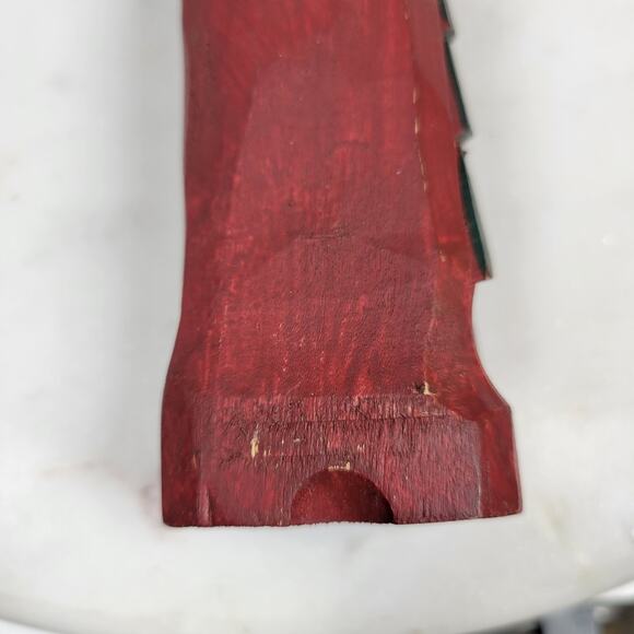 Vintage Folk Art Pencil Santa 13" Red Green Christmas Tree Carved Wood 1975 - Picture 12 of 16